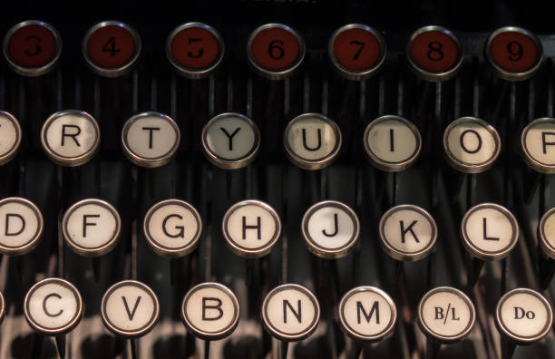 istock The fragment of an old and vintage typewriter 658076044