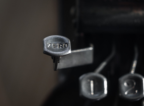 The fragment of an old and vintage typewriter.