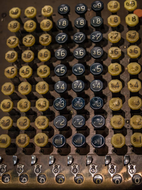 istock The fragment of old and vintage adding machine 658078634