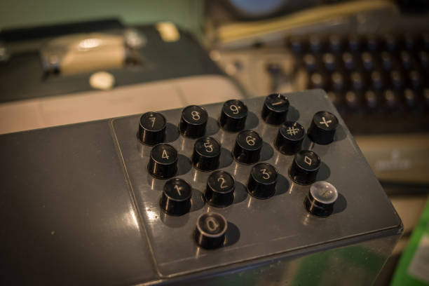 istock The old and vintage keyboard of a control panel 658078884