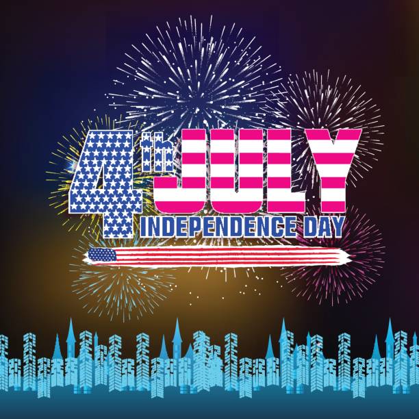 illustrazioni stock, clip art, cartoni animati e icone di tendenza di sfondo fuochi d'artificio per il 4 luglio - firework display pyrotechnics fourth of july celebration