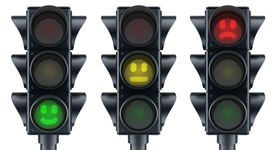 Abstract three traffic lights. 3d illustration
