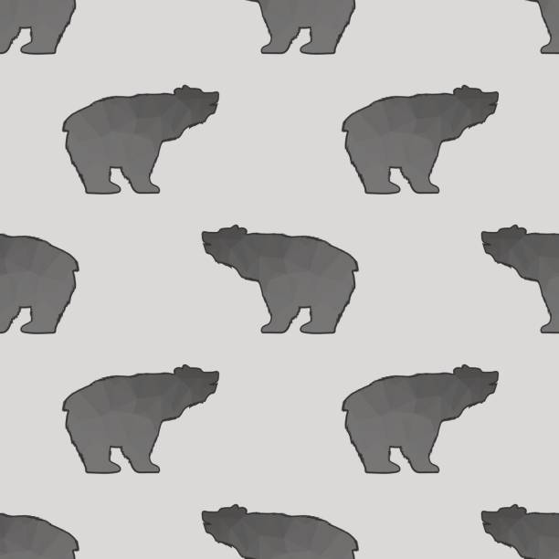 illustrazioni stock, clip art, cartoni animati e icone di tendenza di bear polygonal seamless pattern - pattern seamless heavy close up