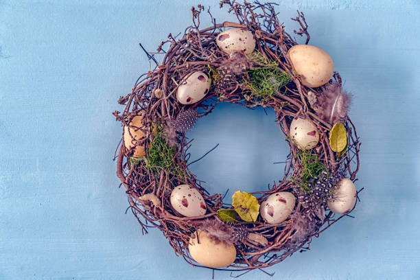 istock Colorful Easter Eggs Decoration on Wooden Background 658093040
