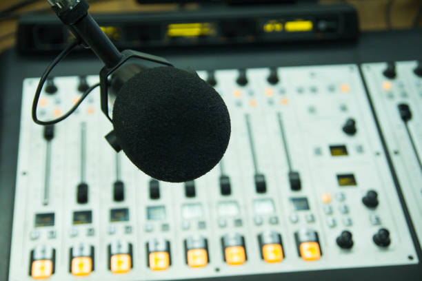 istock the microphone in the radio Studio 658093508