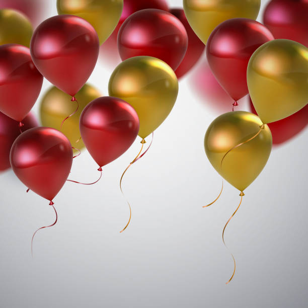 istock Vector festive illustration of flying realistic glossy balloons. 658107250