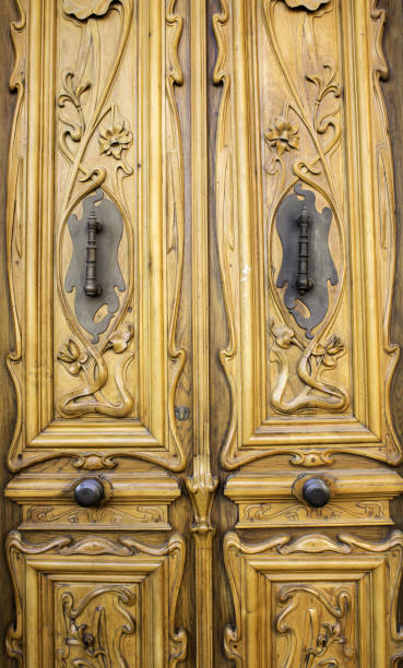 istock Wooden door with lock 658110402