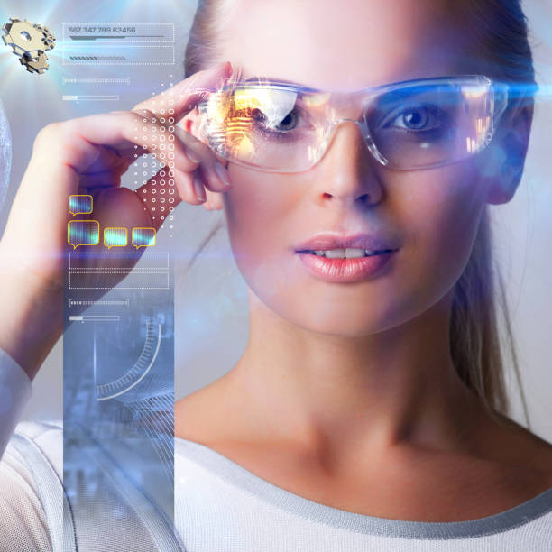 istock Woman in futuristic glasses 658111976