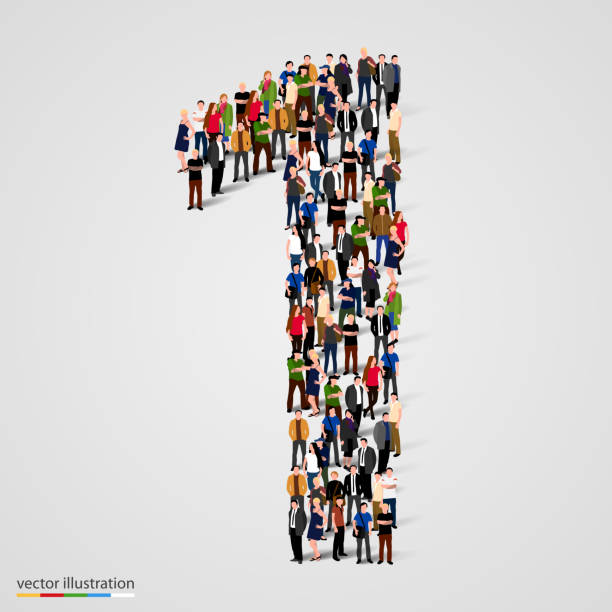 Large group of people in number 1 one form Large group of people in number 1 one form. Vector illustration first stock illustrations