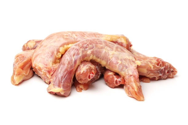 istock Raw chicken neck，Chicken meat macro isolated on white background 658115430