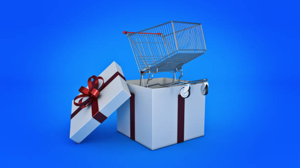 istock shopping cart . Gift box concept. 658122292