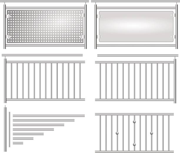 Stainless steel railing kit insulated Stainless Steel Railing Kit Insulated Set rail fence stock illustrations