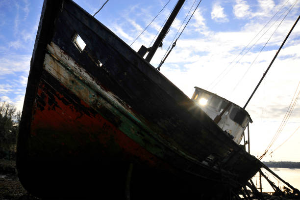 istock Wreck of old boat. 658129720
