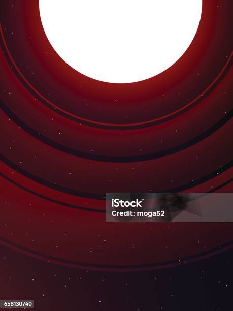 Red Ringed Planet Planet With Red Ring System Stock Illustration - Download Image Now ...