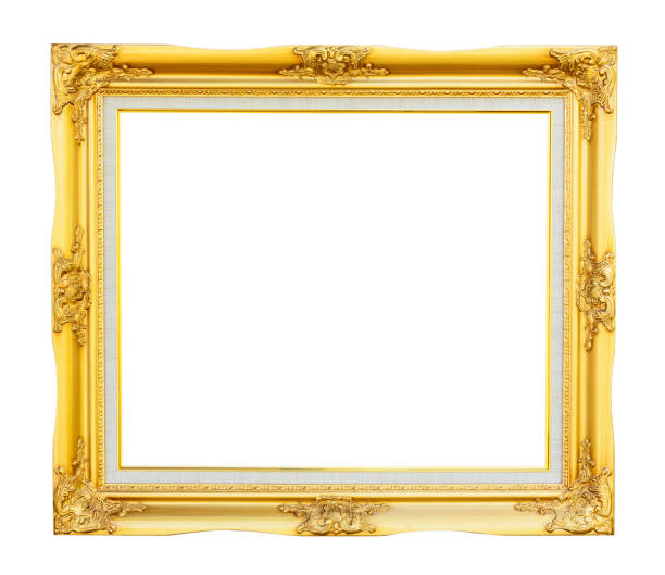 Gold louise photo frame on white background