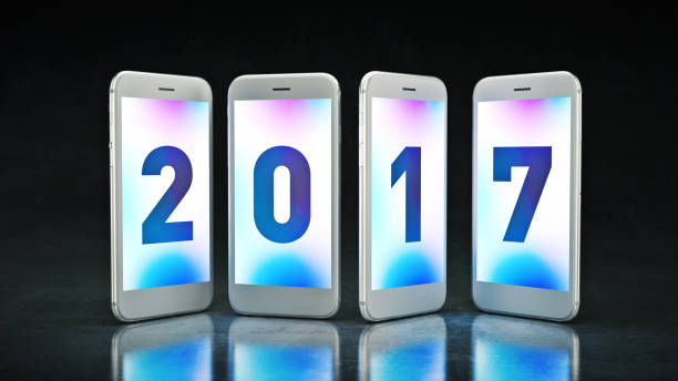 Smartphone 2017. Represents the new year 2017.