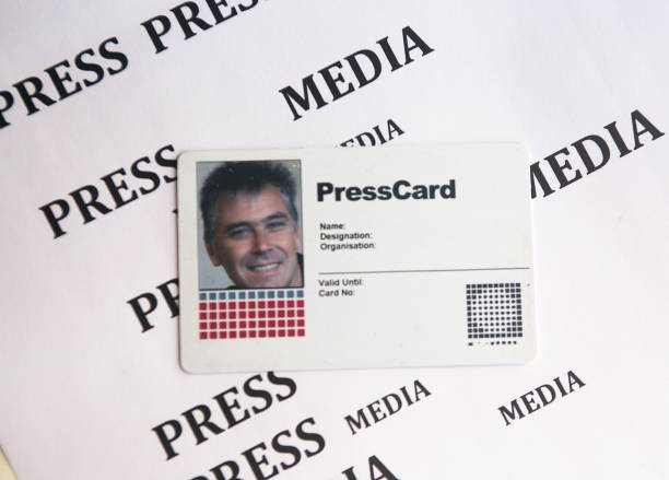tarjeta en blanco de la prensa - credencial de prensa fotografías e imágenes de stock