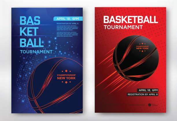 illustrazioni stock, clip art, cartoni animati e icone di tendenza di poster del torneo di basket - avvenimento sportivo