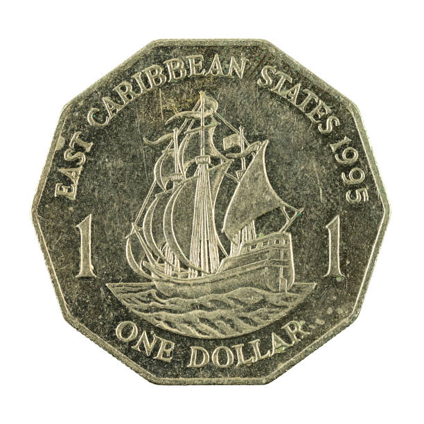 1 eastern caribbean dollar coin (1995) obverse isolated on white background stock photo