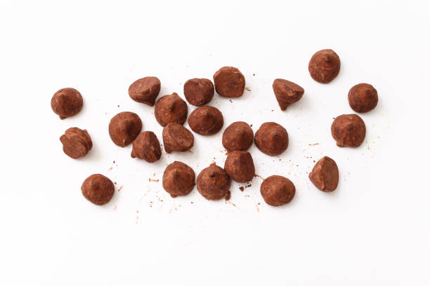 istock Truffles pattern, top view flat lay of various chocolate sweets 658164428