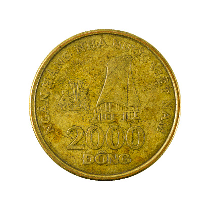 2000 vietnamese dong coin (2003) obverse isolated on white background