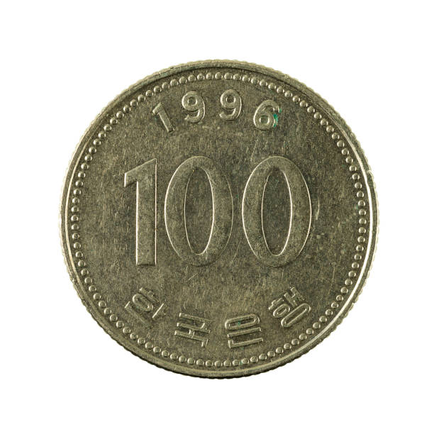 100 South Korean Won Coin Obverse Isolated On White Background