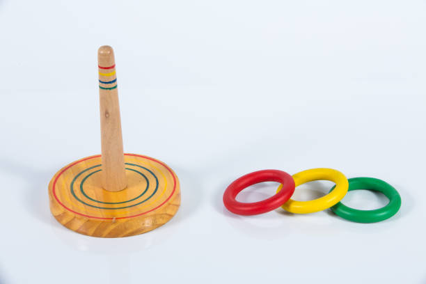 istock Quoits, wooden toy isolated on white background 658168518