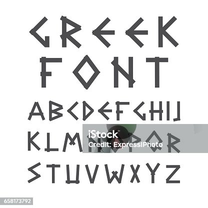 istock English vector alphabet in ancient style. 658173792