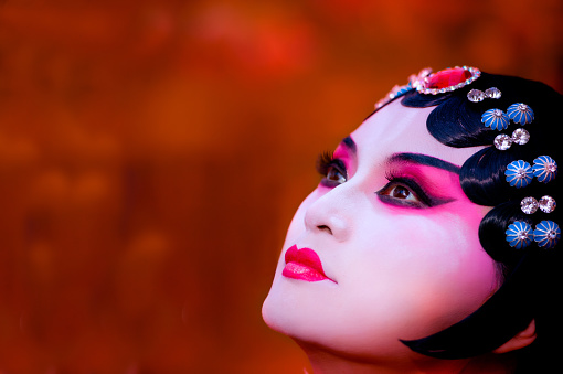 A Chinese Opera performer in the fall outdoor park, Toronto, Canada