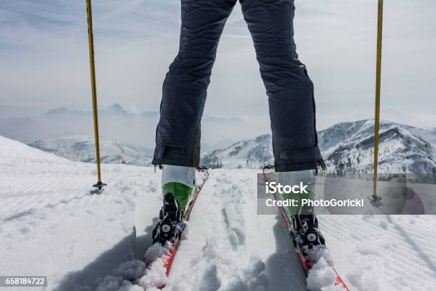 Skier And Mountains Stock Photo - Download Image Now - Ski Boot, Austria, European Alps