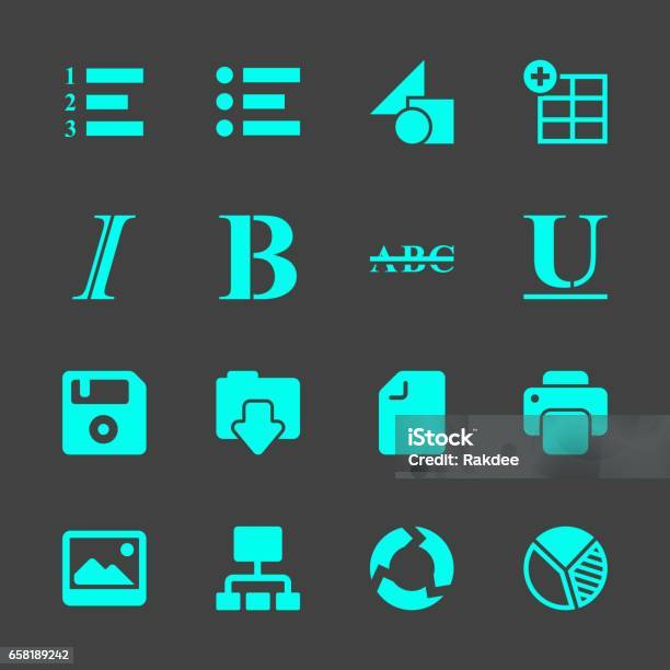 Document Editor Tool Icons Stock Illustration - Download Image Now - Bullet Point - Symbol, Alphabet, Arrow Symbol