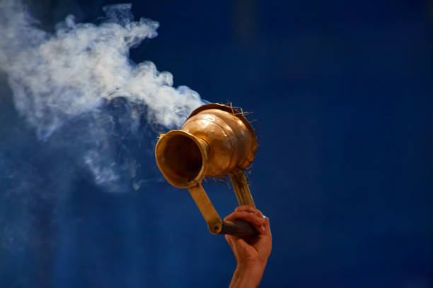 istock Hindu priests perform an arti - worship ceremony at Ganges River 658191716