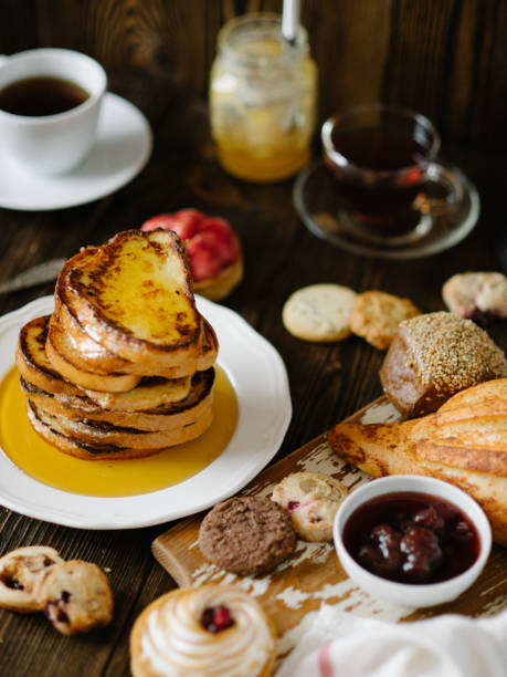 Breakfast table with french toasts