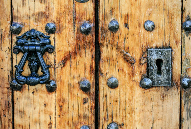 istock Lock in a wooden door 658199312
