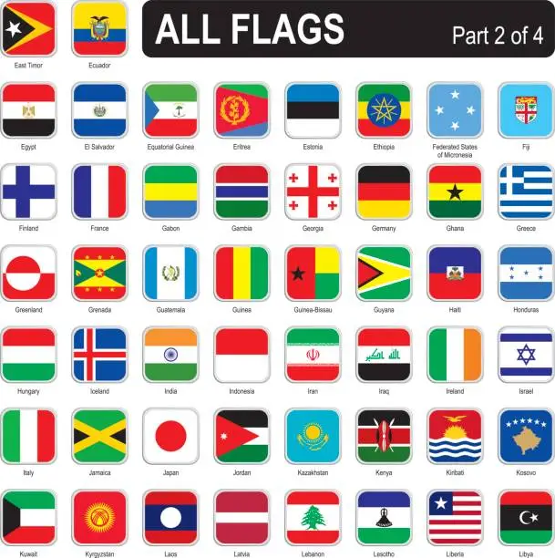 Vector illustration of All world square flags