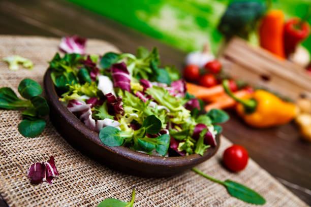 istock Endive, lamb and rose salad. Vegetables. 658213574