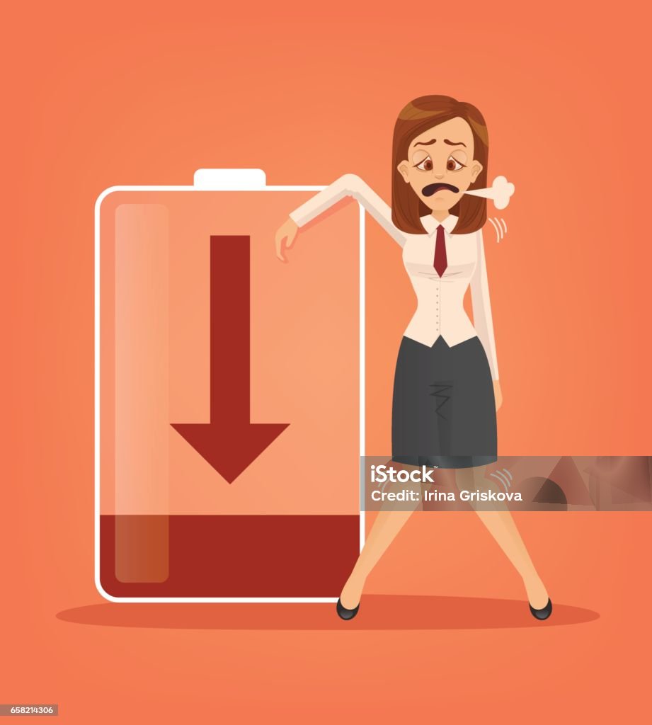 Nhân Vật Nữ Doanh Nhân Mệt Mỏi Làm Việc Chăm Chỉ Pin Yếu Hình minh ...