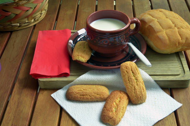 istock have breakfast at home with coffee, milk and biscuits 658220284