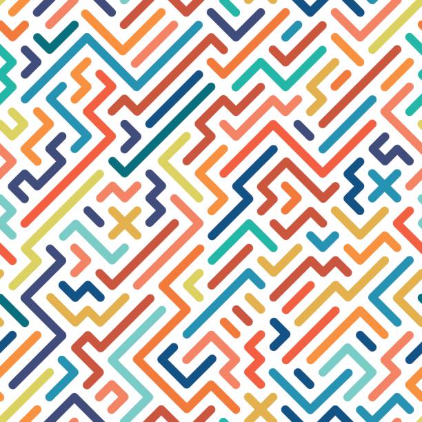 ilustraciones, imágenes clip art, dibujos animados e iconos de stock de rayas colores geométricos de patrones sin fisuras. - pattern seamless fun vector