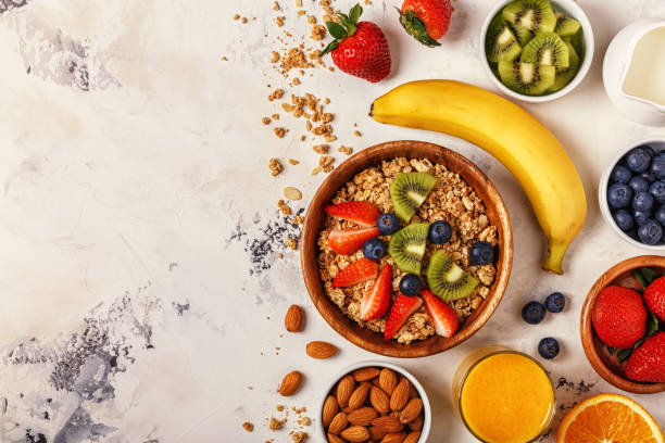 istock Healthy breakfast - bowl of muesli 658233632
