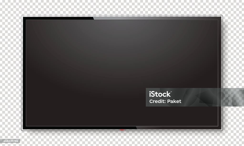 Realistic TV screen mock up Realistic TV screen. Modern stylish lcd panel, led type. Large computer monitor display mockup. Blank television template. Graphic design element for catalog, web site, as mock up. Vector illustration Television Set stock vector