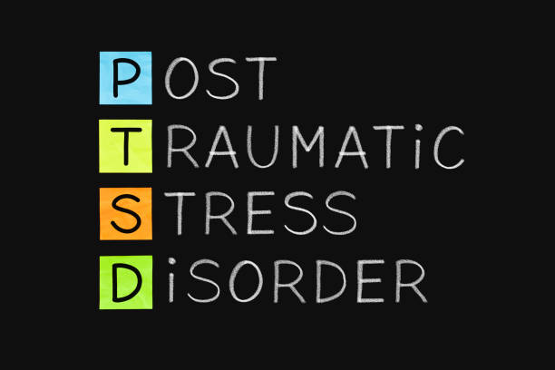Post Traumatic Stress Disorder PTSD PTSD acronym Post Traumatic Stress Disorder handwritten with white chalk on blackboard. post traumatic stress disorder photos stock pictures, royalty-free photos & images
