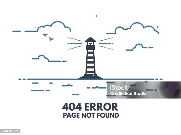 Light House 404 Stock Illustration - Download Image Now - Lighthouse, Not Found - Error Message, Icon Symbol