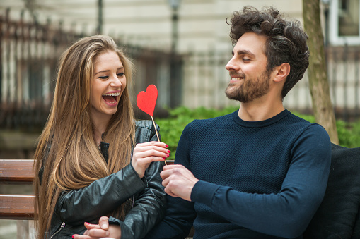 Young couple enjoying time together at the park