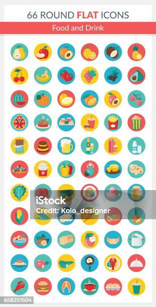 Food Round Icons Stock Illustration - Download Image Now - Wine, Icon Symbol, Flat Design