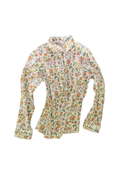 istock Female shirt, blouse with bright floral pattern, isolated on white background 658254520
