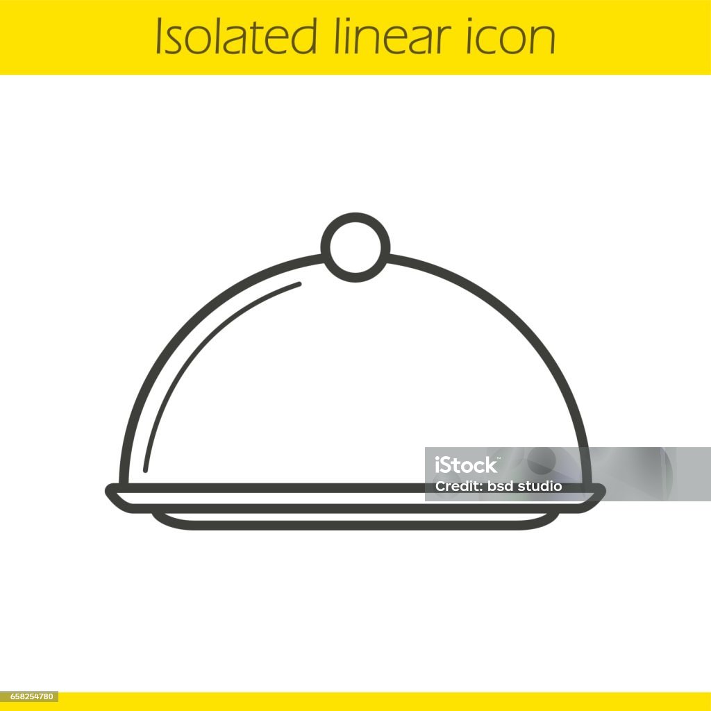 Covered dish icon Covered dish linear icon. Restaurant food serving dish platter with lid. Thin line. Vector Art stock vector