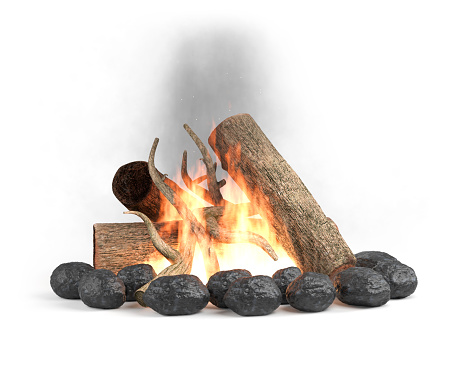 Campfire isolated on white background. 3d render