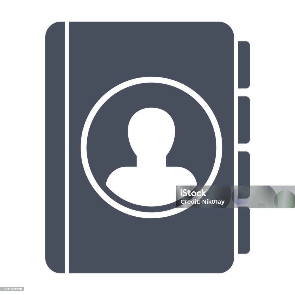 Contact Book Vector Icon Contact book, black vector silhouette isolated on white background Telephone Directory stock vector