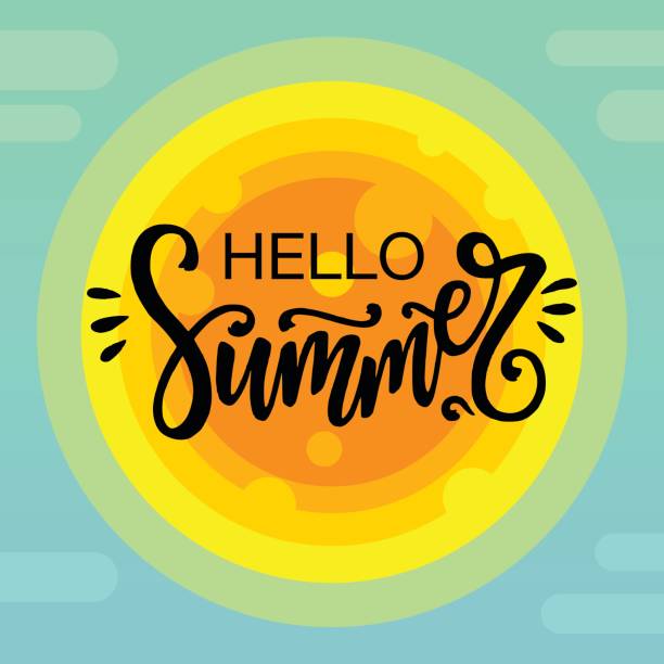 illustrazioni stock, clip art, cartoni animati e icone di tendenza di biglietto hello summer - summer sunlight sun heat